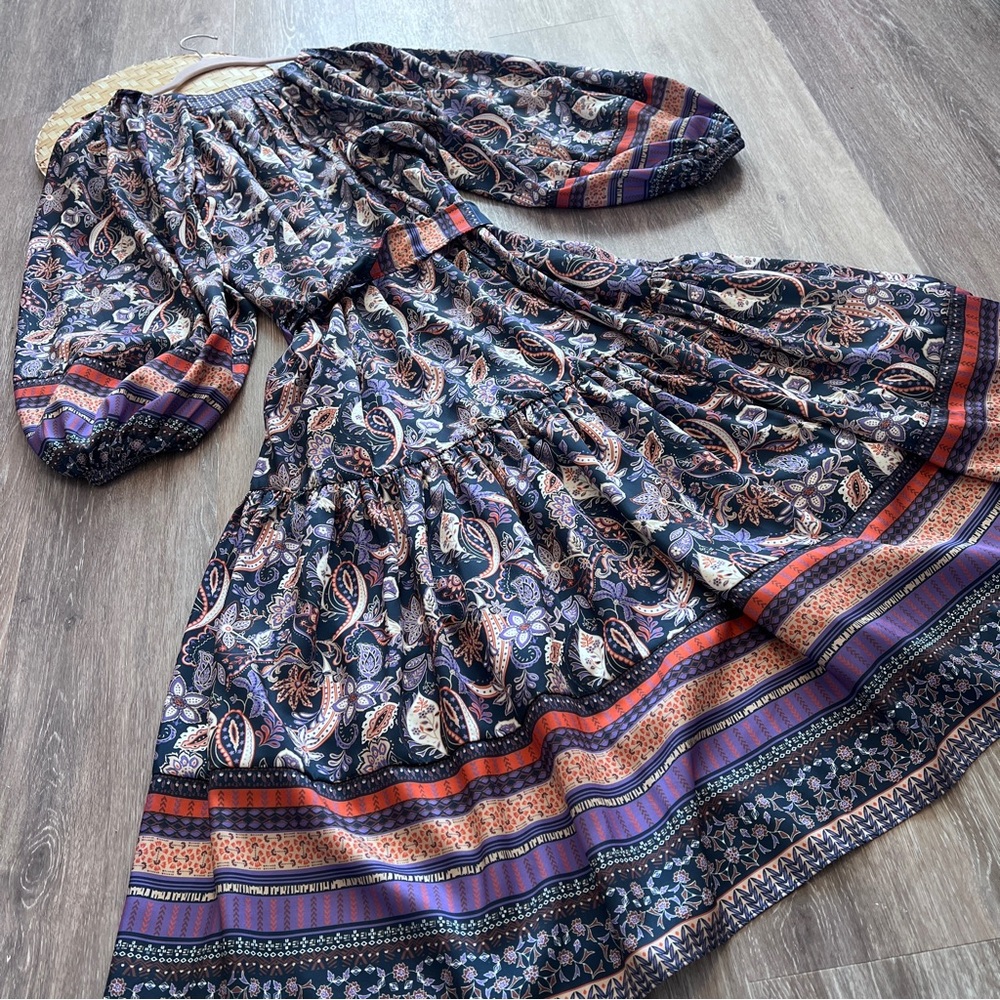Anthropologie current air boho‎ paisley balloon sleeve midi dress - Picture 8 of 8